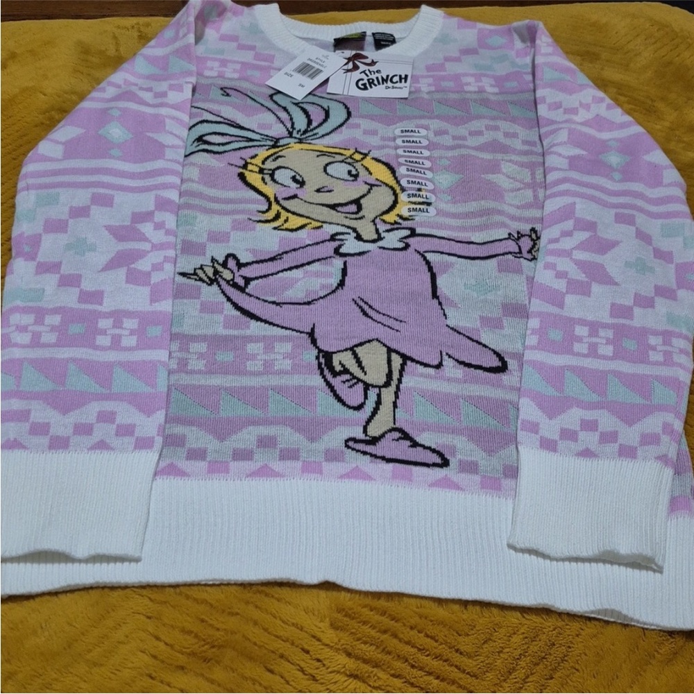 NWT!! GRINCH🎄Women's Sweater - Pink and White